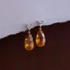 citrin drop earring, citrin örhängen med diamanter