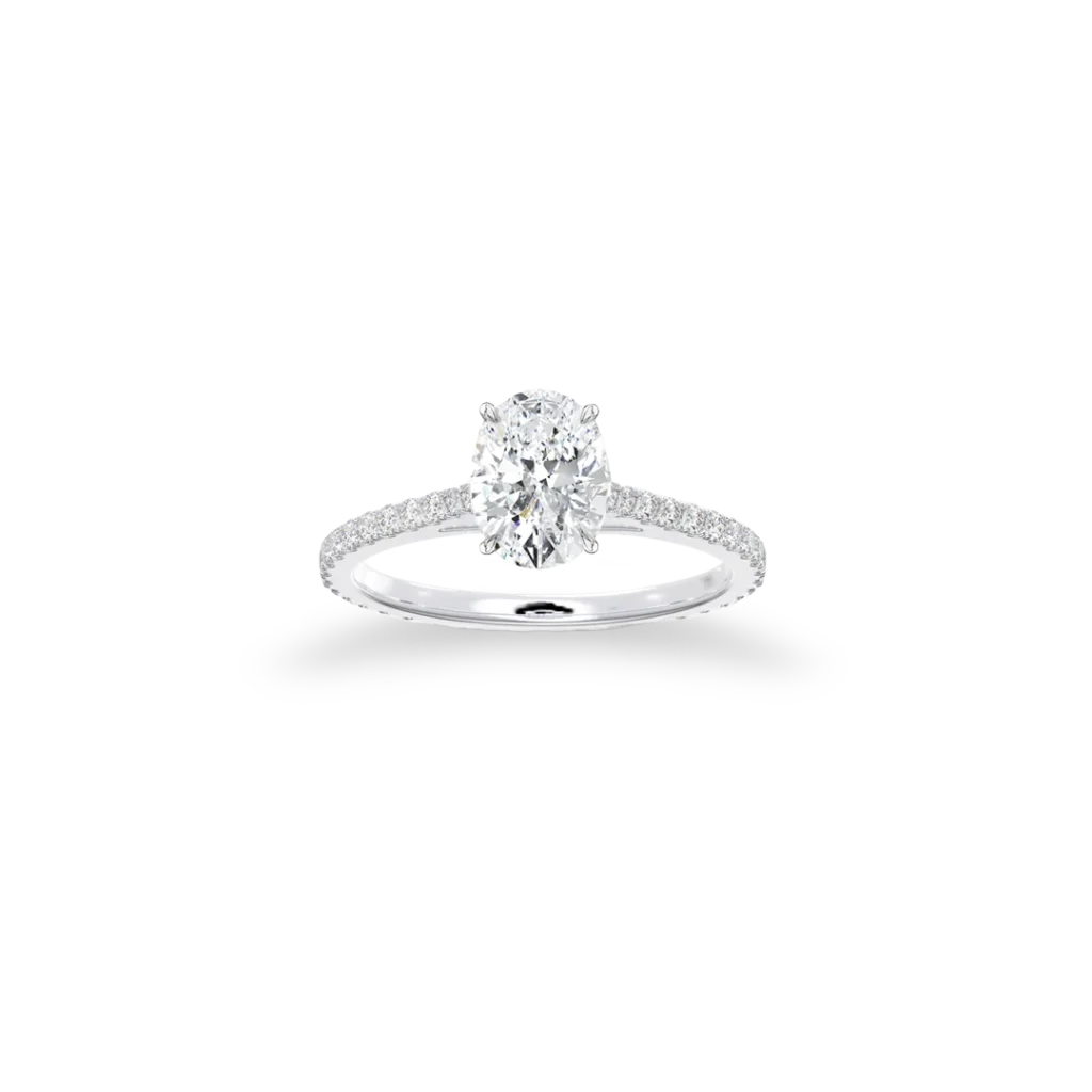 'Classic' Solitaire Oval Cut Ring Set With Side Diamonds