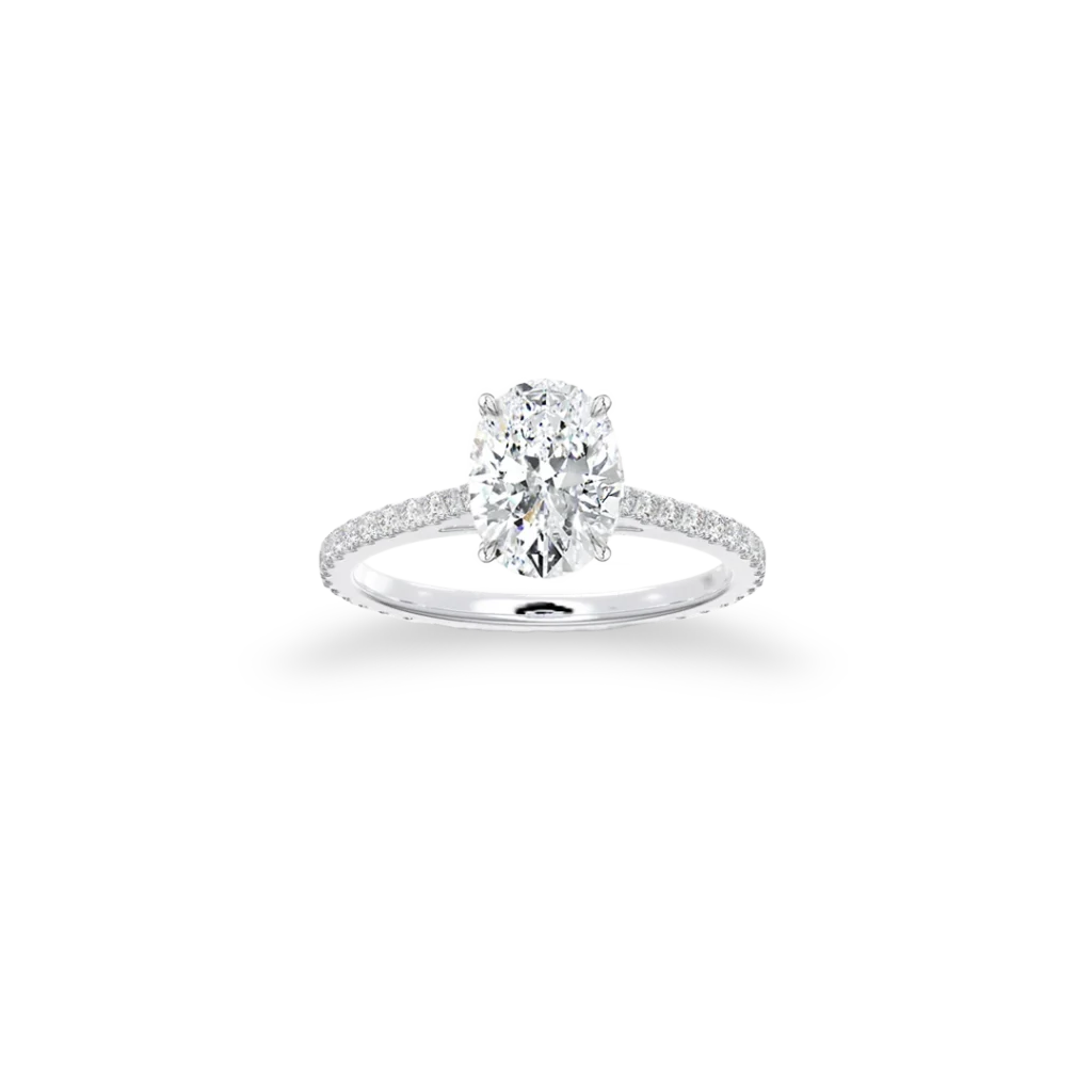 'Classic' Solitaire Oval Cut Ring Set With Side Diamonds