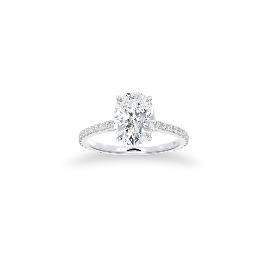 'Classic' Solitaire Oval Cut Ring Set With Side Diamonds