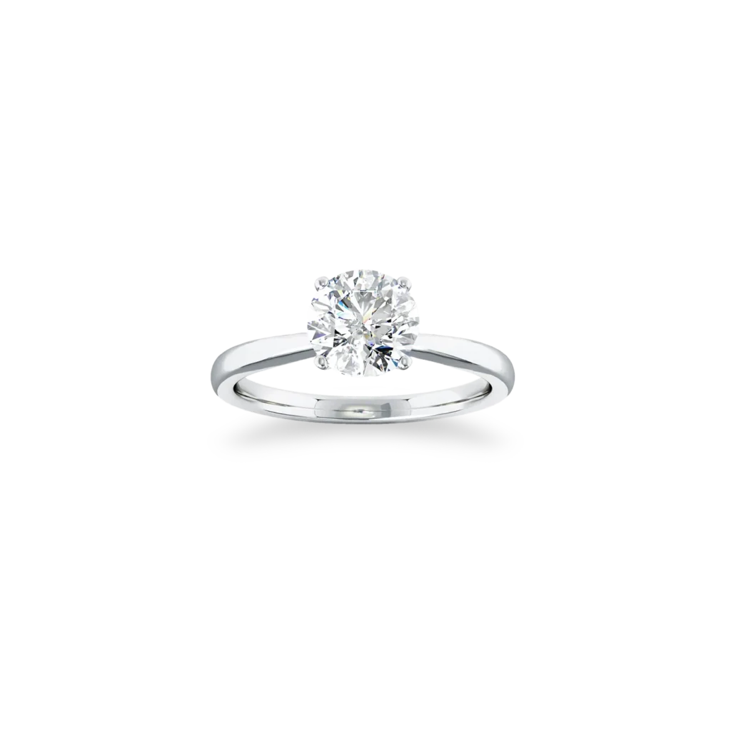 'Signature' Solitaire Ring, Four-Claw with Tapered Band