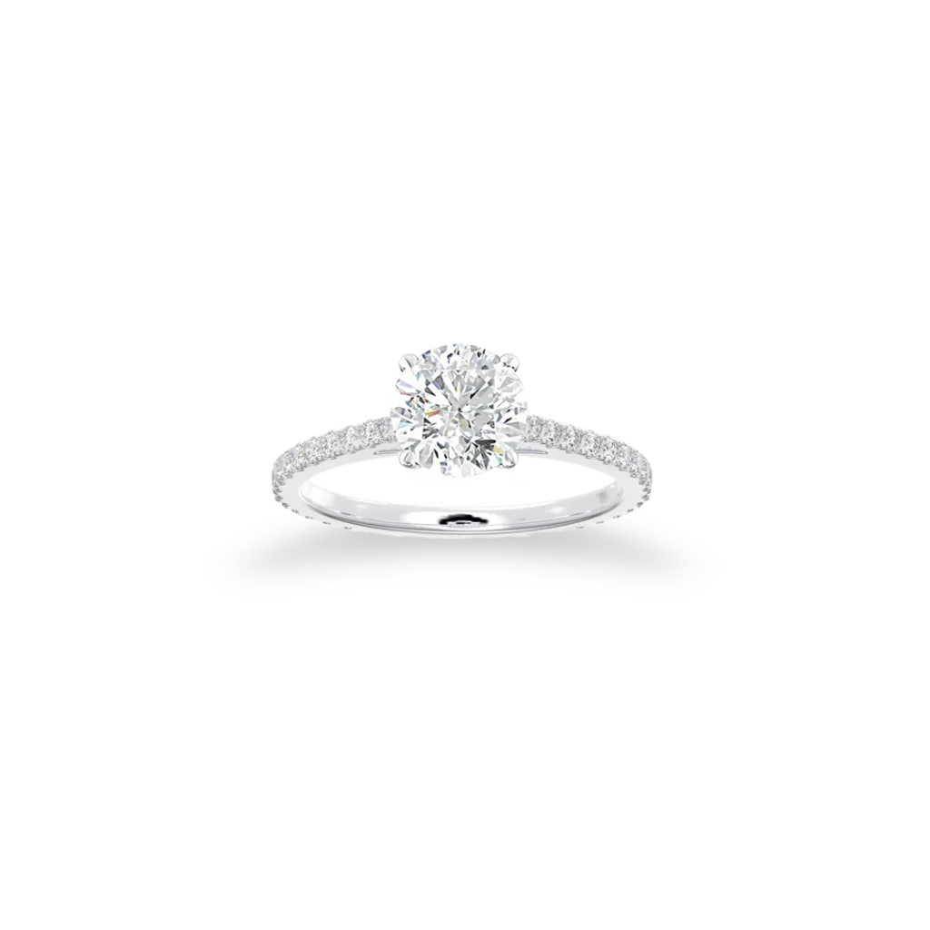 'Classic' Solitaire Ring Set With Side Diamonds