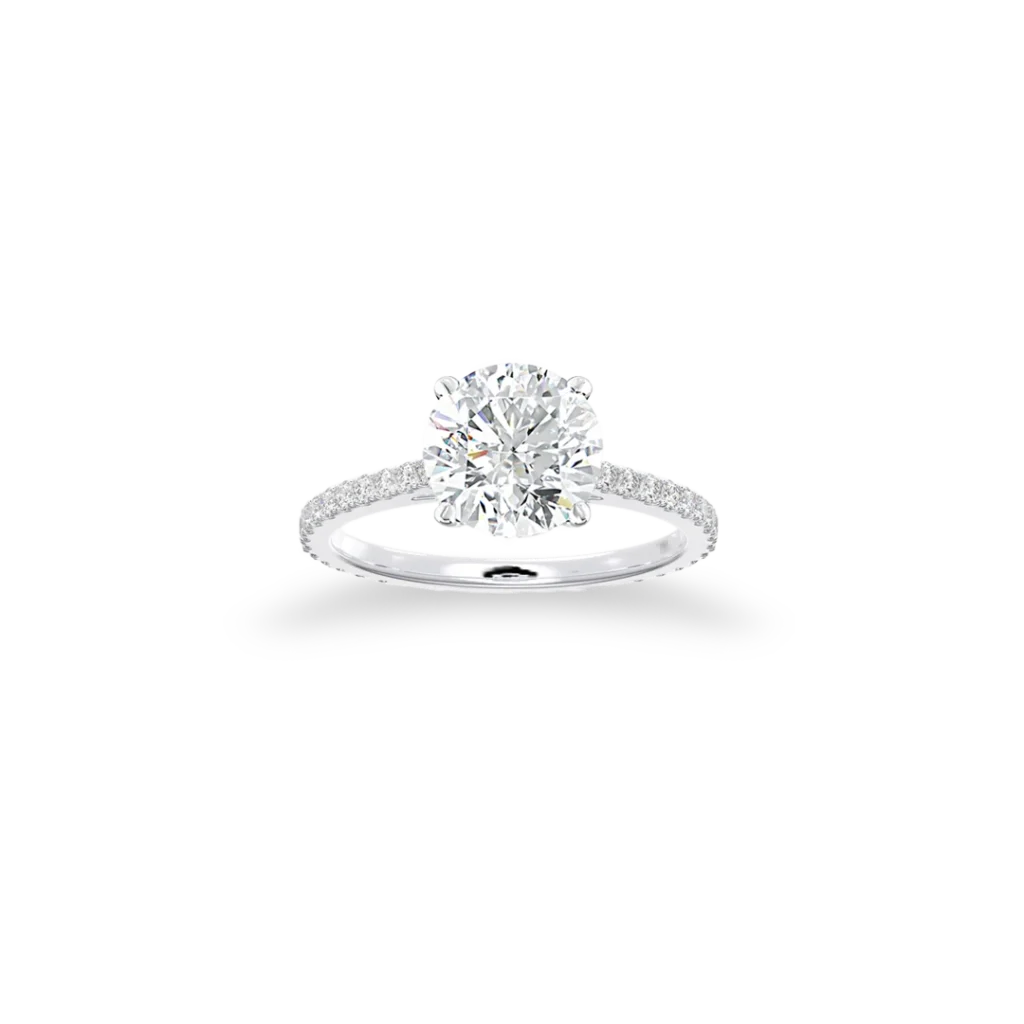 'Classic' Solitaire Ring Set With Side Diamonds
