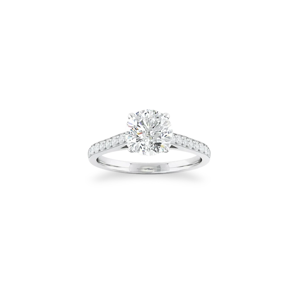 'Classic' Solitaire Ring Set With Side Diamonds