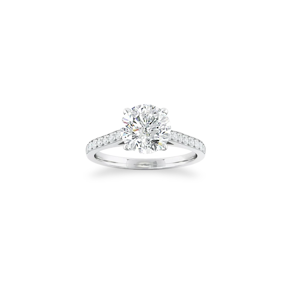 'Classic' Solitaire Ring Set With Side Diamonds