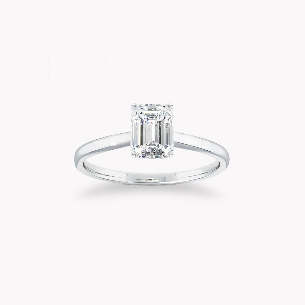 ’Signature’ Solitärring med smaragdslipad diamant