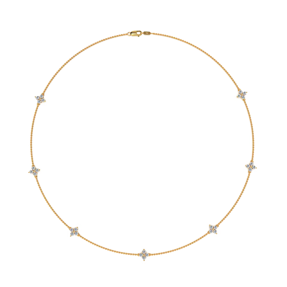 diamanthalsband i gulguld, diamantcollier, diamond necklace
