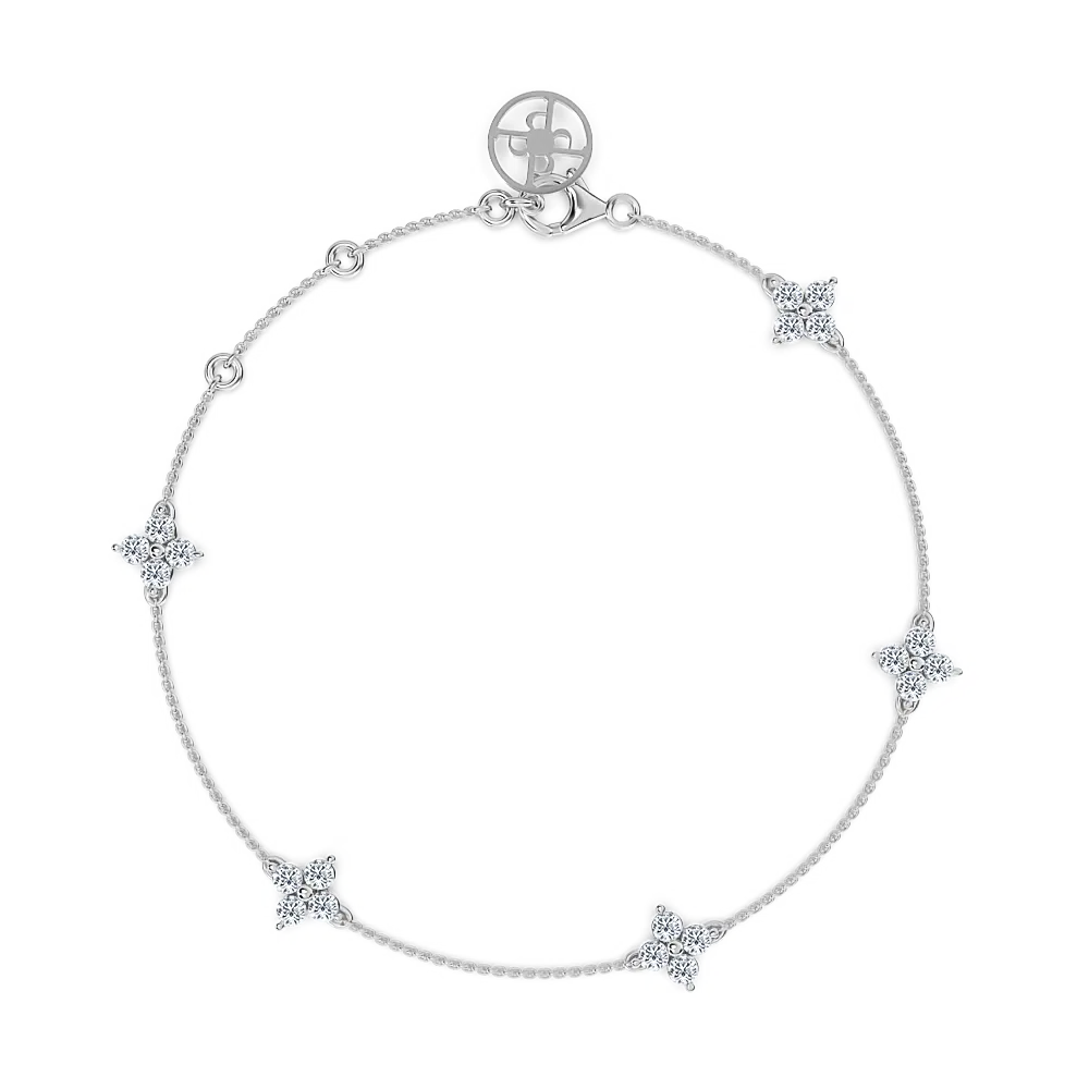 diamantarmband i vitguld, fyrklöver, diamanter, diamantarmband,